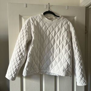 Athleta Cream Ribbed Top